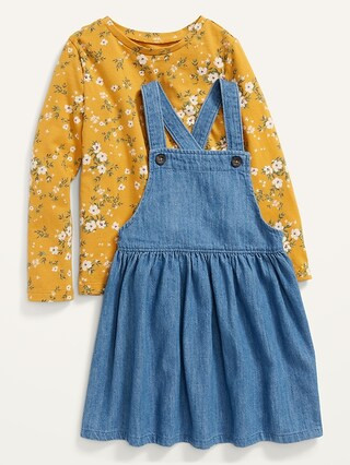 Floral Long-Sleeve T-Shirt & Jean Skirtall Set for Baby | Old Navy (US)