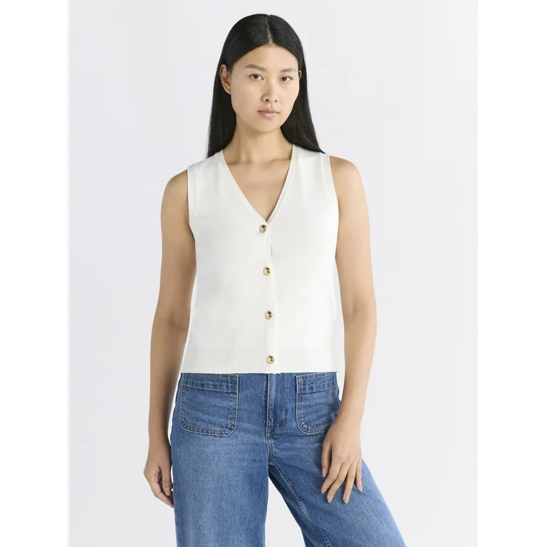 Free Assembly Women's Button Front Sweater Vest, Sizes XS-XXL | Walmart (US)