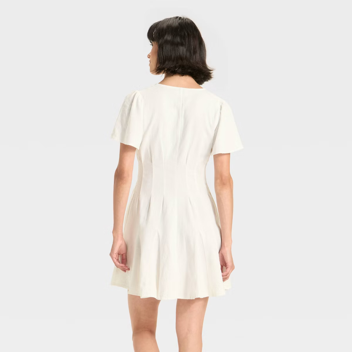 Women's Short Sleeve Button-Front Mini A-Line Dress - Universal Thread™ White L | Target