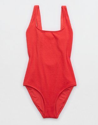 Aerie Crinkle Wide Strap Scoop One Piece Swimsuit | Aerie