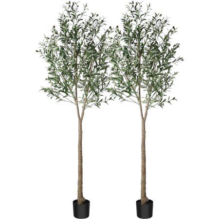 MORI Artificial Olive Tree Plant 7 Feet Fake Topiary Silk Tree Perfect Faux Plants in Pot for Indoor | Walmart (US)