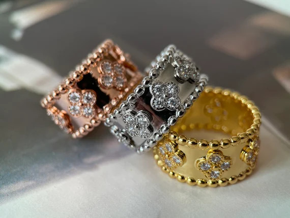 Clover Ring 18K Gold Plated Over Silver Clover Jewelry - Etsy | Etsy (US)