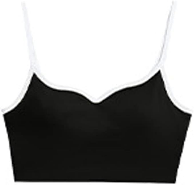 Crubera Thin Shoulder Belt Contrast Color Beautiful Back Sports Underwear Women's Fitness Yoga Ve... | Amazon (US)