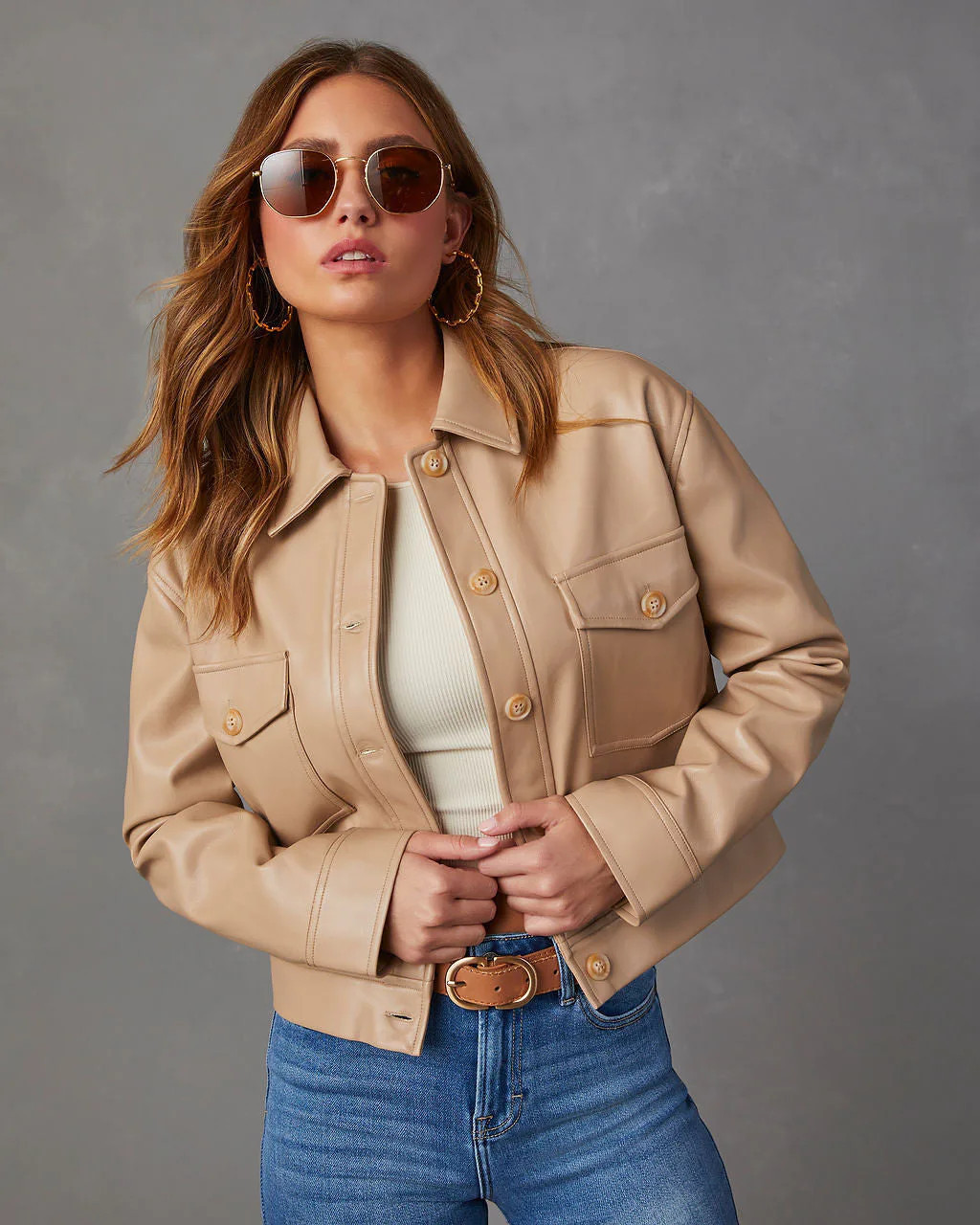 Kenzo Faux Leather Button Down Jacket | VICI