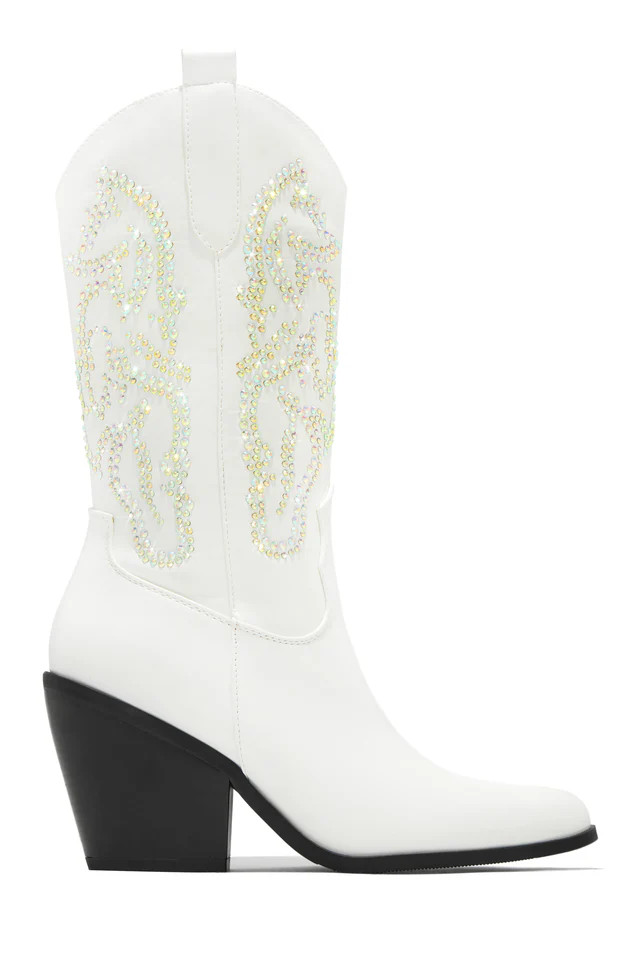 Miss Lola | Best In The West White Embellished Cowgirl Boots | MISS LOLA