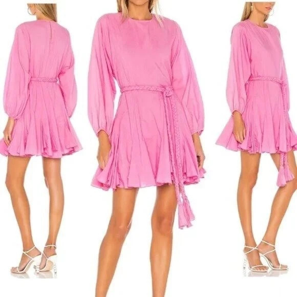 NEW $428 RHODE ELLA FLOWY MINI DRESS IN PRISM PINK SIZE S | eBay US