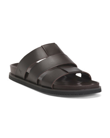 Mens Leather Slide Strap Sandals | Leather/Man-Made Sole | Marshalls