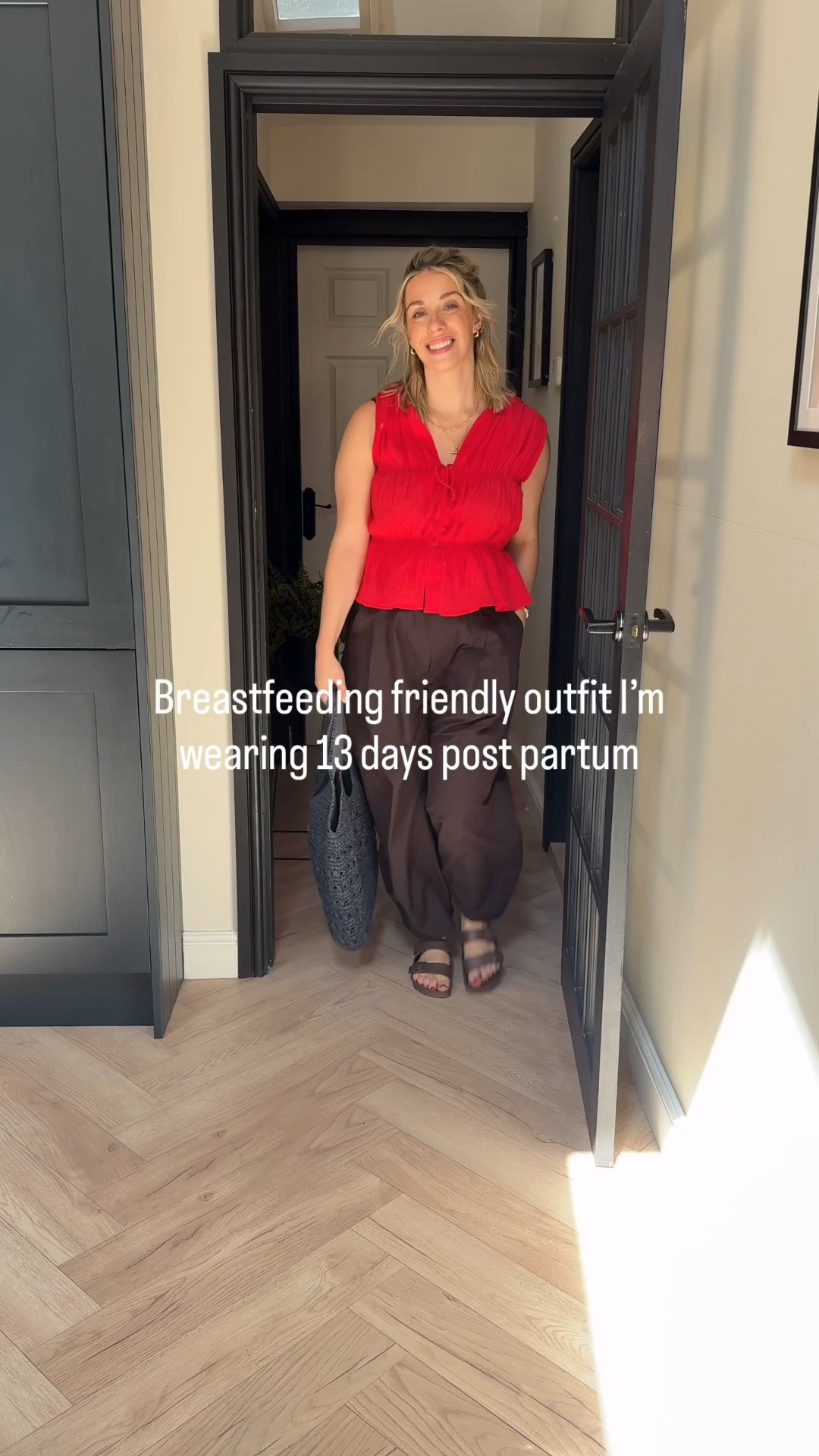 This top is soooo stretchy, it’s perfect for breast feeding! And yes, these are one of the only pairs of trousers that fit right now so get ready to see a lot of them ❤️🤎

#LTKsummer #LTKbaby #LTKmaternity