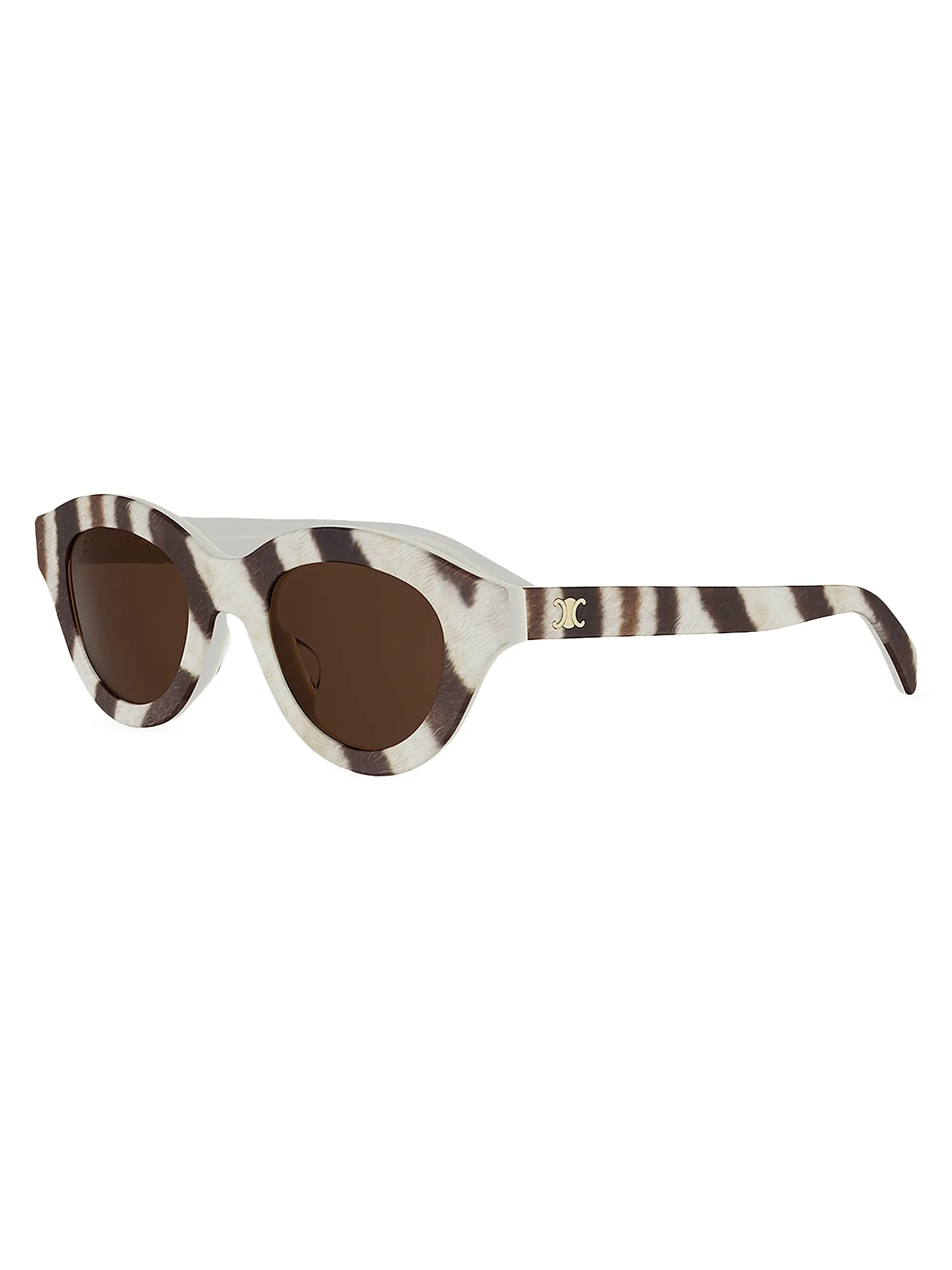 CELINE Triomphe Mini 47MM Oval Sunglasses | Saks Fifth Avenue | Saks Fifth Avenue