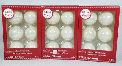 NEW 3 Boxes Ashland GLASS Christmas Ball Ornaments WHITE 18 Ornaments total | eBay | eBay US