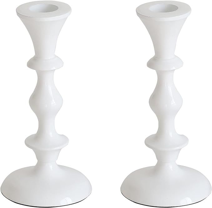 White Candle Holders Set of 2 - Decorative Taper Candles for Candlesticks - Candle Stick Candle H... | Amazon (US)