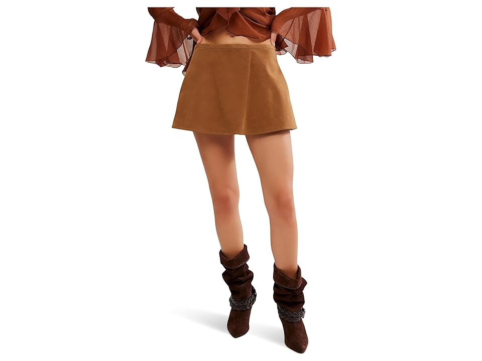 Free People We The Free Paradise Found Suede Skort Women's Skirt Caramel Cafe : XL (Women's 14), Viscose | Zappos