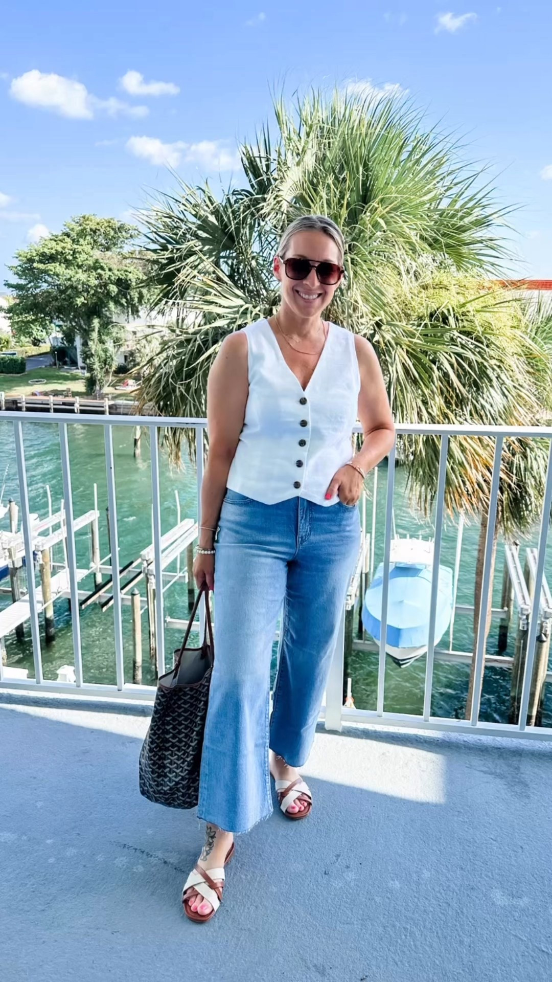 All the outfits I wore in Florida; mostly to dinner, the last toe were the Manatee Lagoon and airport! Size 6 linen vest; tts 29 classic jeans. Medium tops/pants/sets. The same pair of sandals all week! 

#LTKTravel #LTKStyleTip #LTKWatchNow
