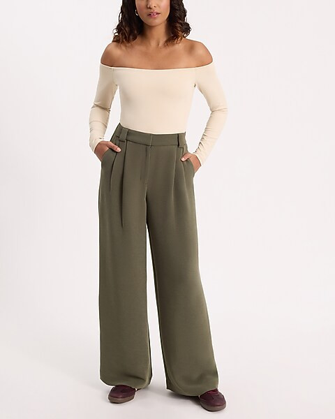 High Waisted Pleated Trouser | Express