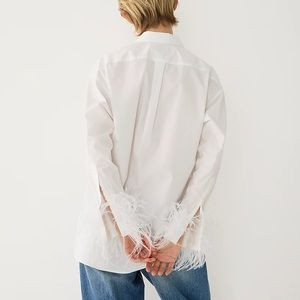 J CREW Feather-trim cotton poplin button-up shirt with collar | Poshmark