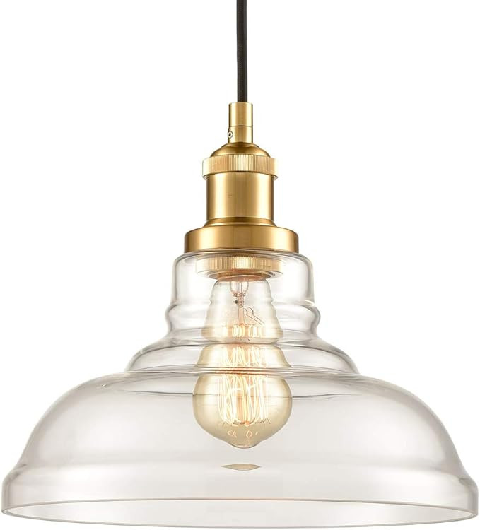 Brass Clear Glass Pendant Lights Barn Shape Hanging Pendant Lighting | Amazon (US)
