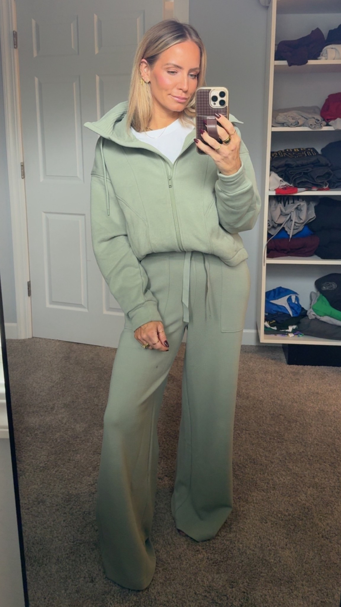 This color 🤌🏽 

Also, these pants are new from @Spanx! They’re ribbed and I love the front pocket detail. 

 I’m wearing a small in everything.

#LTKootd #LTKOver40