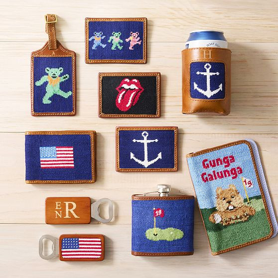 Smathers &amp; Branson Needlepoint Luggage Tag | Mark and Graham