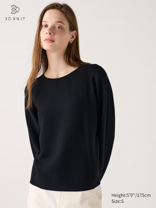 3D Knit Cotton Crew Neck Sweater | UNIQLO US | UNIQLO (US)