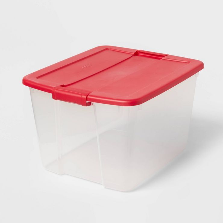 66qt Latching Clear Storage Box with Red Lid - Brightroom™ | Target