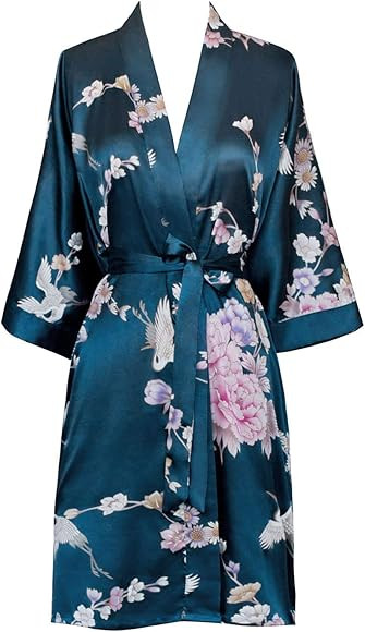 Women's Satin Kimono Robe Short - Floral | Amazon (US)
