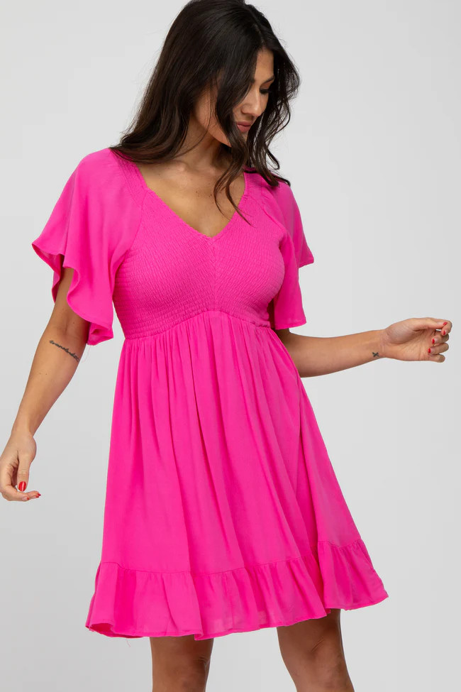 Fuchsia Smocked Dress | PinkBlush Maternity