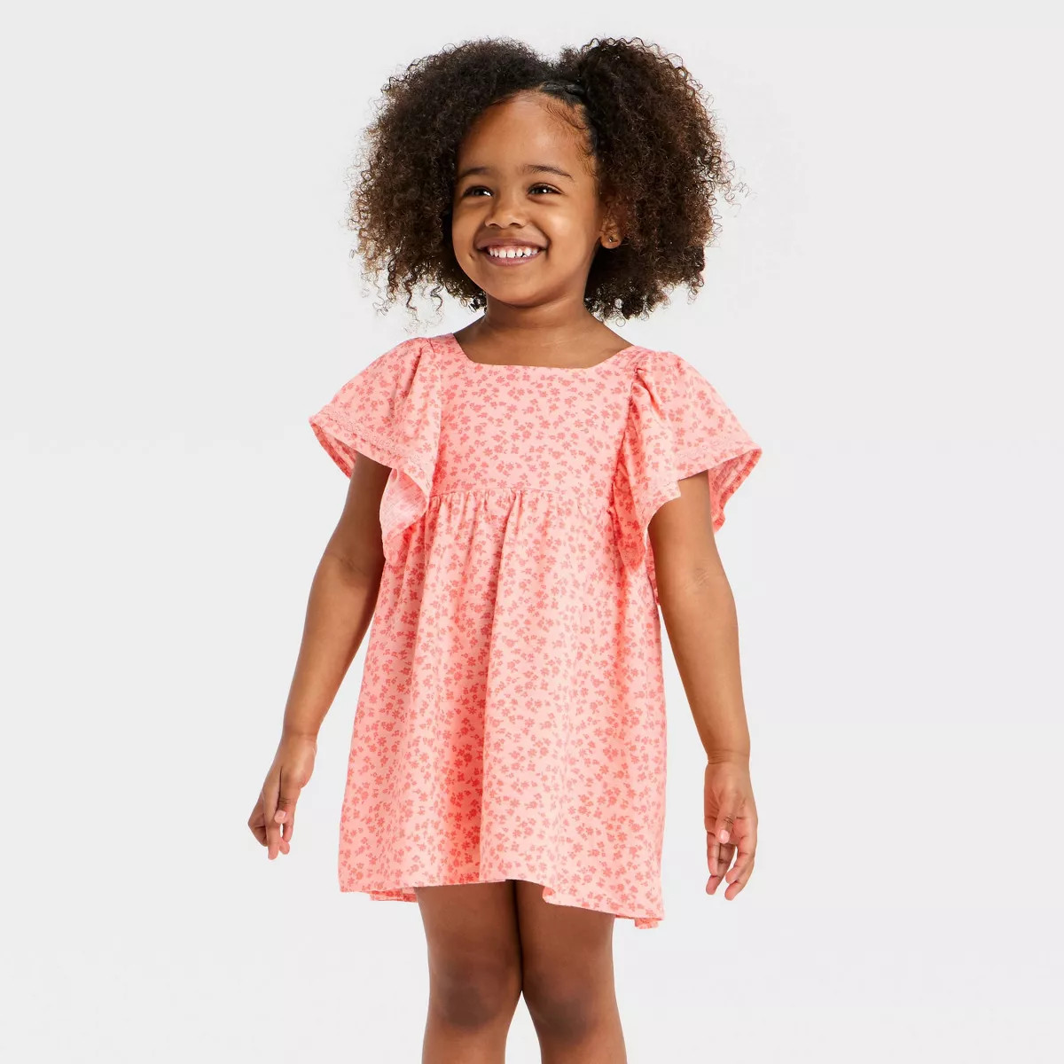 Toddler Girls' Floral Woven Dress - Cat & Jack™ Pink 5T | Target