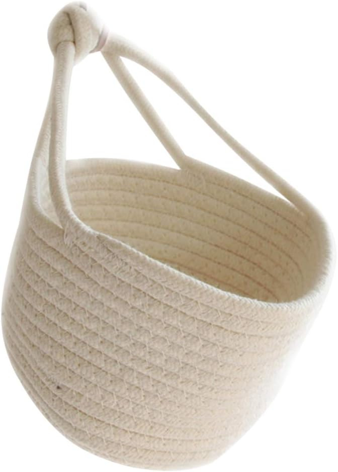IMIKEYA Wall Hanging Rope Storage Basket Cotton Rope Wall Basket Small Hanging Basket Storage Bas... | Amazon (US)