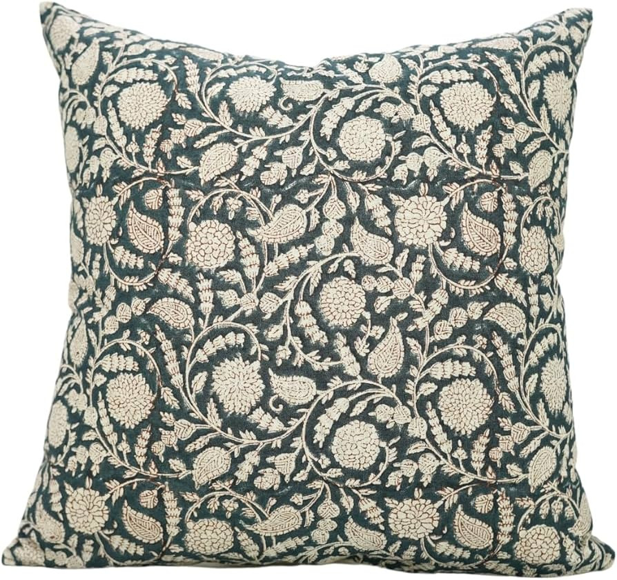 Handmade Block Print Cotton Linen 12"X20" Throw Pillowcase Cushion Cover, Home Décor, Living Roo... | Amazon (US)
