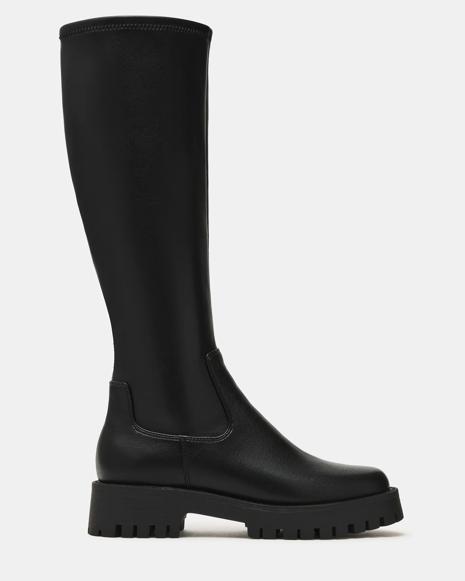 LABELLE Black Knee-High Lug Platform Women's Boot | Steve Madden (US)