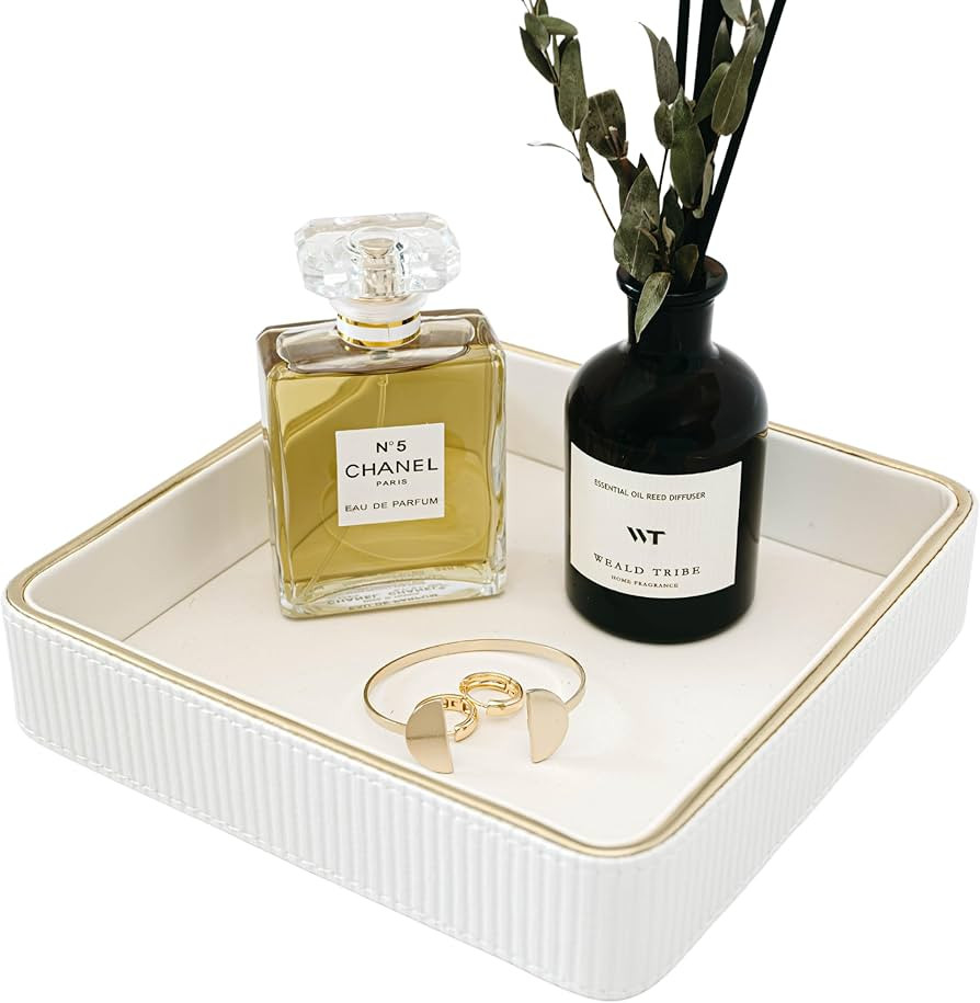 ZHEM Nightstand Organizer Perfume Tray | Small Valet Tray Key Bowl for Entryway Table | Bedside T... | Amazon (US)