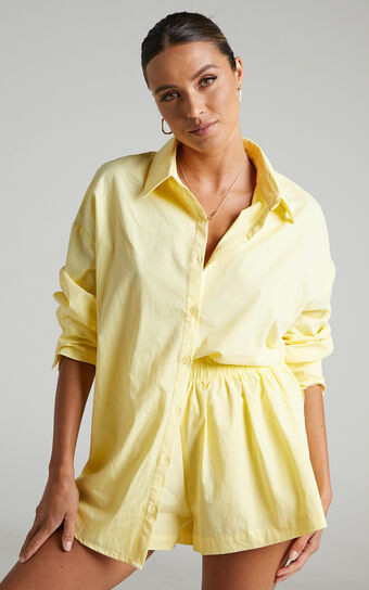 Terah Shirt - Button Up Shirt in Butter Yellow | Showpo (US, UK & Europe)