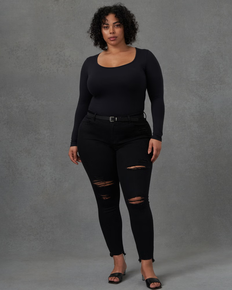 Ripped Mid Rise Super Skinny Ankle Jeans | Abercrombie & Fitch (US)