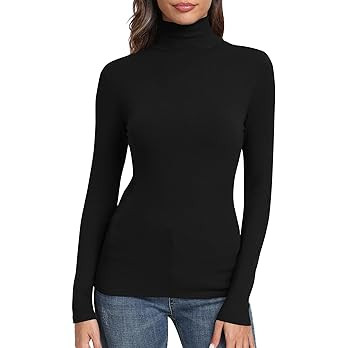 GEMBERA Womens Long Sleeve Turtle Neck Basic Slim Fitted Ribbed Knit Tops Thermal Shirts | Amazon (US)