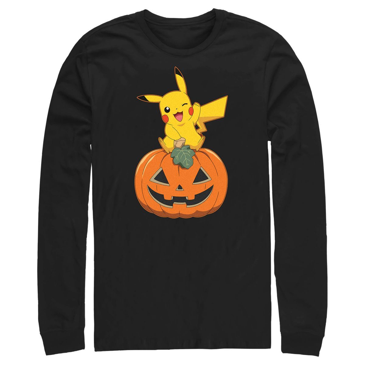 Men's Pokemon Halloween Jack-O'-Lantern Pikachu Long Sleeve Shirt | Target