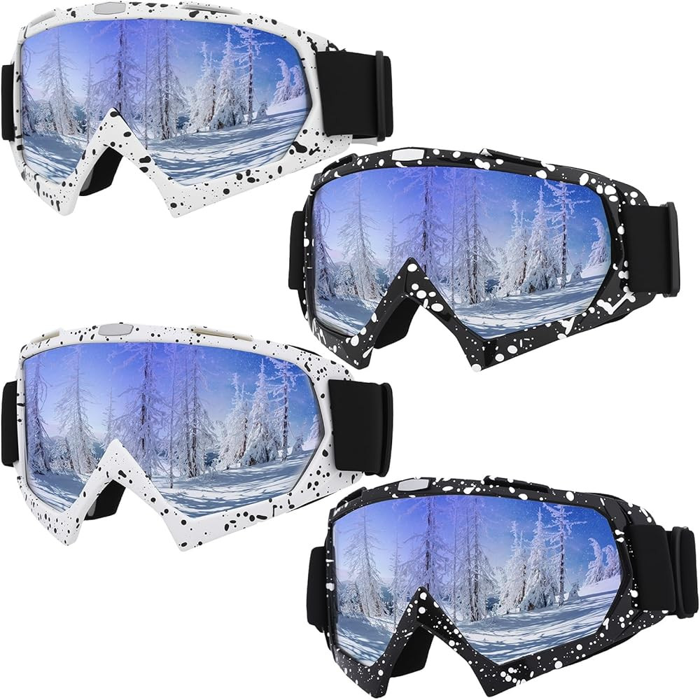 4-Pack Ski Goggles Women Men Snow Sports Snowboard Goggles for Adult and Youth 2 Black 2 White | Amazon (US)