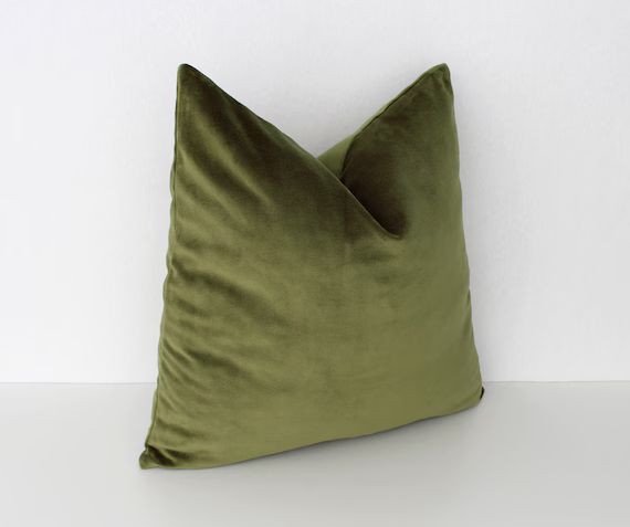 Moss Green Pillow Cover Olive Green Velvet Throw Pillow | Etsy | Etsy (US)