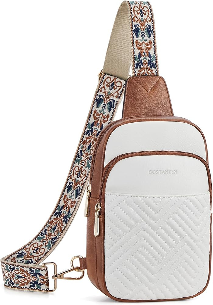 BOSTANTEN Sling Bag Quilted Crossbody Bags for Women Cross Body Purse Leather Fanny Pack with Adj... | Amazon (US)