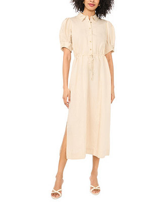 Women's Collared Neck Midi Shirt Dress | Macy's