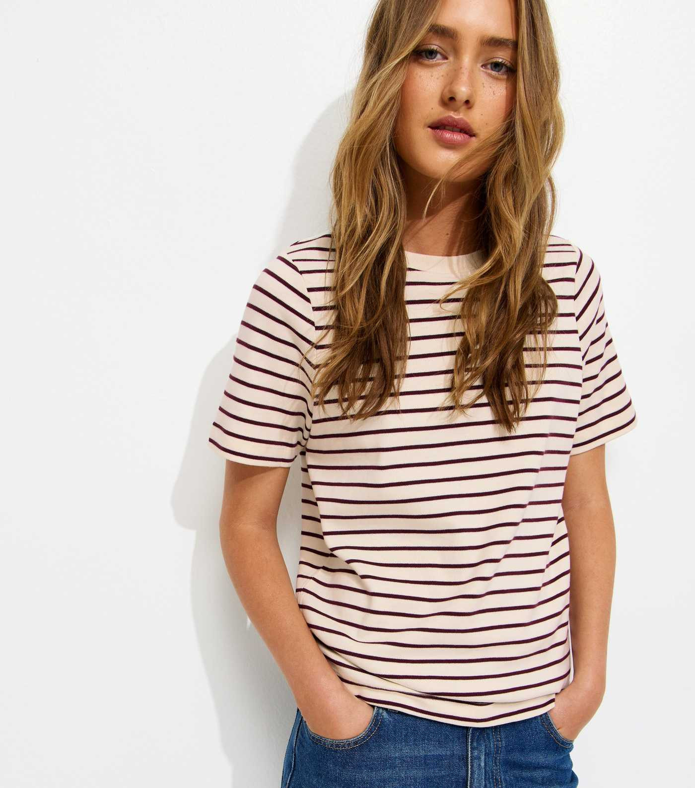 Cream Striped Premium Jersey T-Shirt | New Look | New Look (UK)