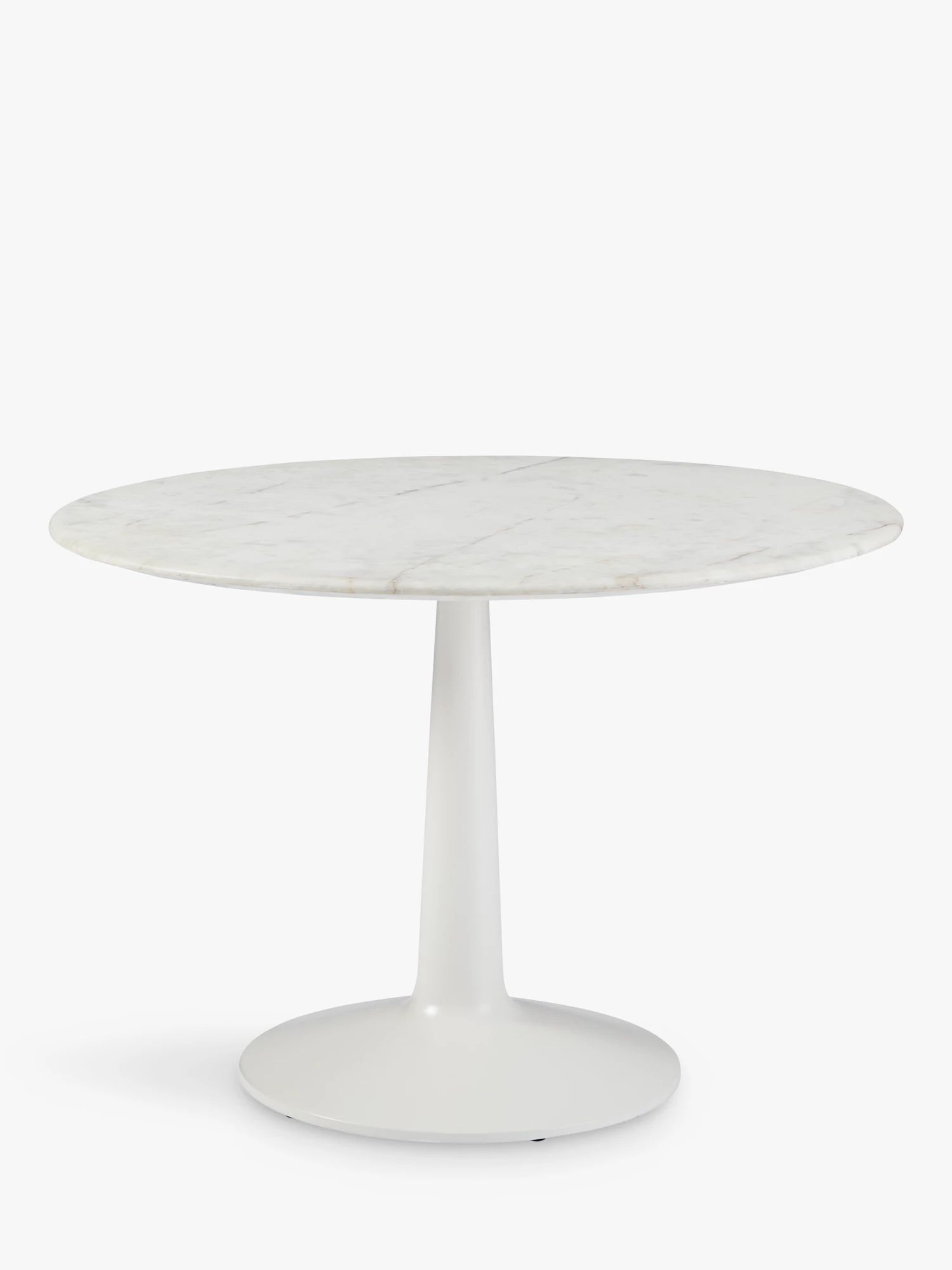 west elm Liv 4 Seater Round Marble Dining Table, White | John Lewis (UK)