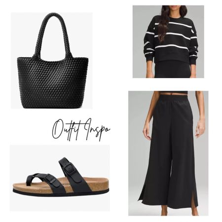 Stretch Woven High-Rise Wide-Leg Cropped Pant
Perfectly Oversized Cropped Crew
Stripe
Both at Lululemon
Tote and sandals on Amazon.

#LTKShoeCrush #LTKItBag #LTKTravel