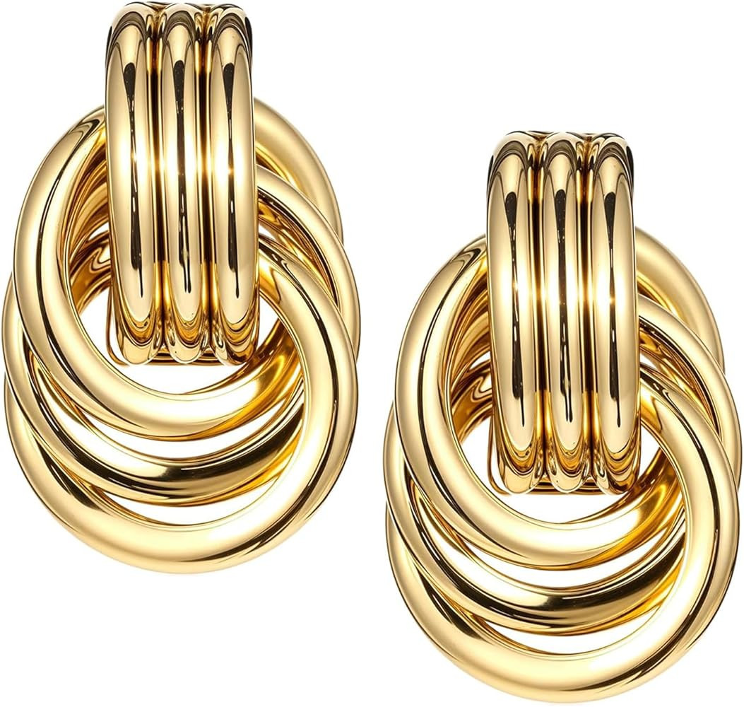 Chunky Gold Statement Earrings for Women, Gold Chunky Earrings for Women, For Women's Fashion Acc... | Amazon (UK)