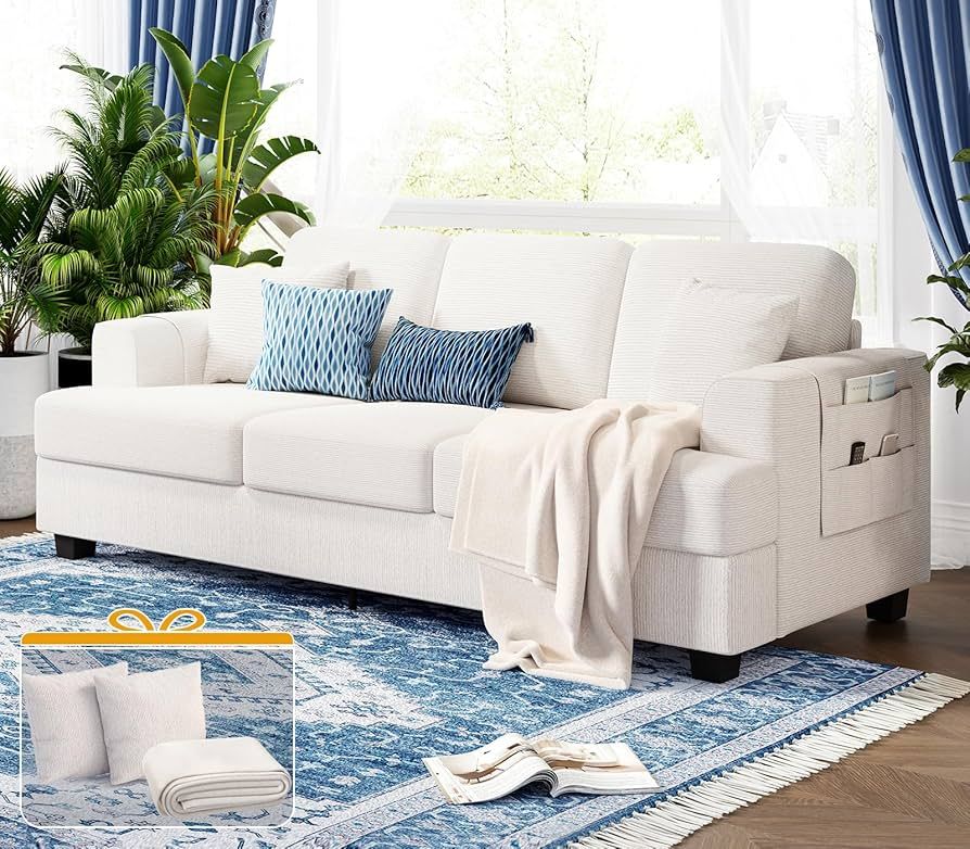 KKL Modern Sofa 89" with Throw Pillow, Deep Seat Sofa, Couches for Living Room, Comfy Sofa, Sleep... | Amazon (US)