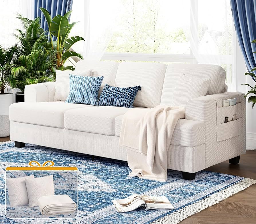 KKL Modern Sofa 89" with Throw Pillow, Deep Seat Sofa, Couches for Living Room, Comfy Sofa, Sleep... | Amazon (US)