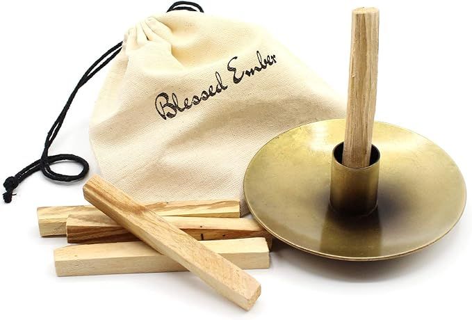 Blessed Ember Palo Santo Holder, Antiqued Rustic Brass Finish with 5 Palo Santo Sticks Included | Amazon (US)