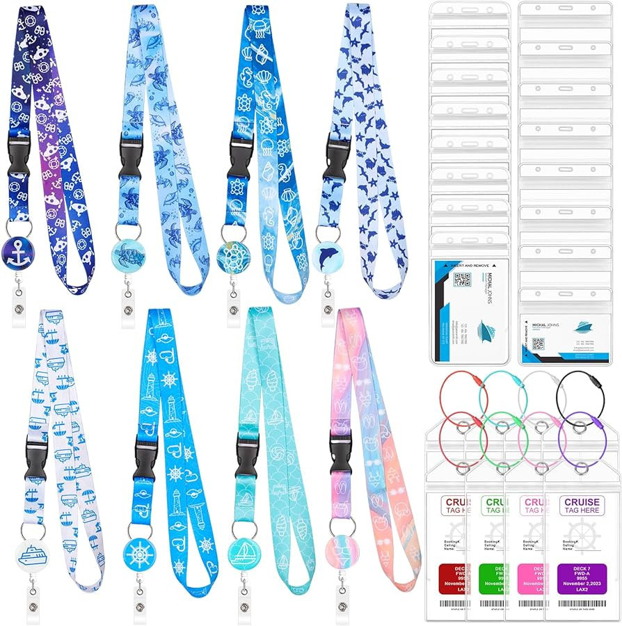 ROADPLUM 8 Pack Cruise Lanyards Set for Ship Cards, with Retractable Badge Reel Waterproof Luggag... | Amazon (US)