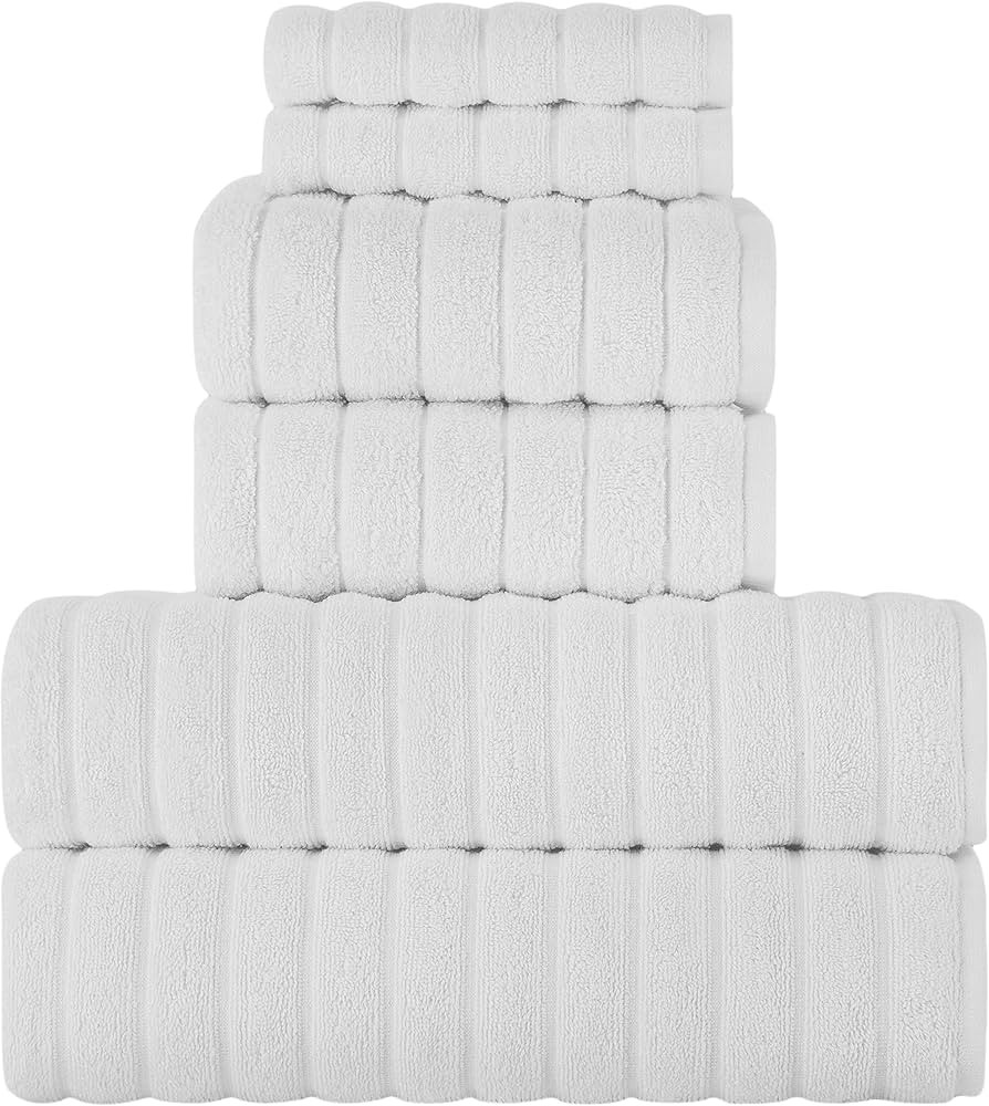Classic Turkish Towels - 6 Pieces Luxury Towels Set - 2 Bath Towels, 2 Hand Towels & 2 Washcloths... | Amazon (US)