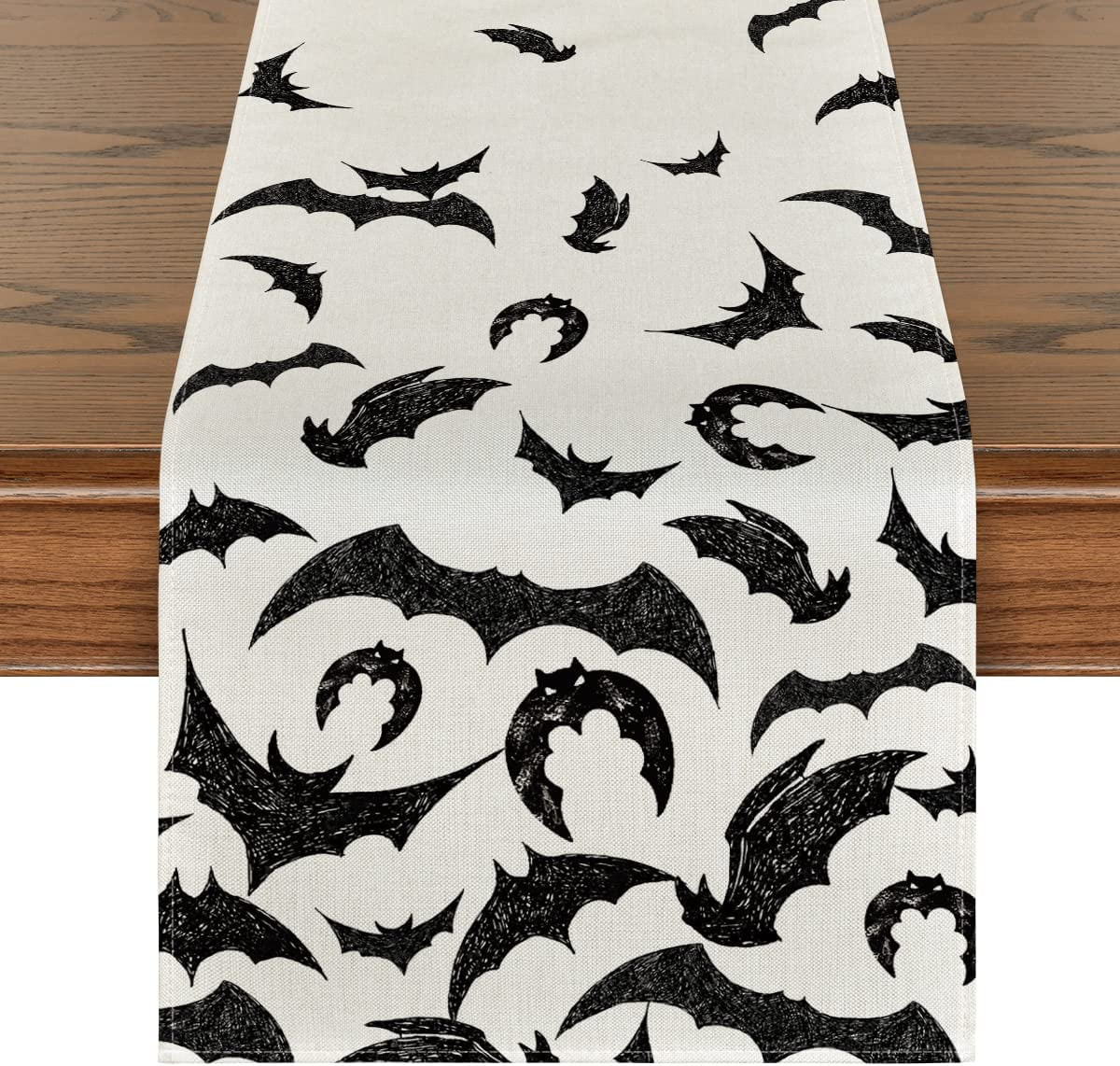 Artoid Mode Sketch Bat Halloween Table Runner 13 x 72 Table Decor Watercolor Cream White - Walmar... | Walmart (US)