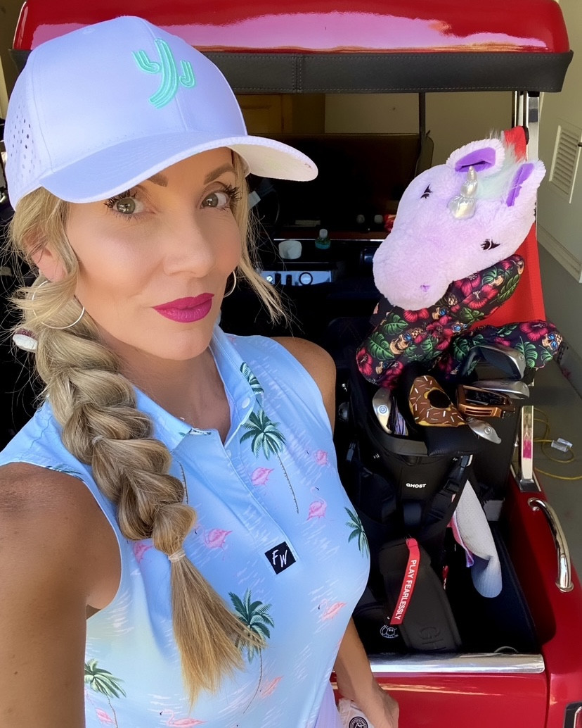 Golf fashion, palm tree polo, white skirt, white hat! Who else loves my unicorn mascot?! Cutest head cover ever!!
Polo-SML Full wedge 20% off on website KATANA20
Skirt-SML
#golf #fallfashion #golffashion #golfer

#LTKFitness #LTKFindsUnder50 #LTKActive